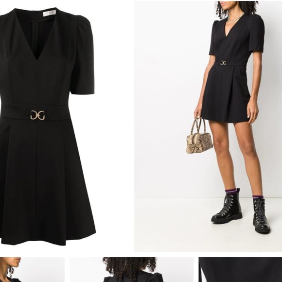 Flared Mini Dress Black Little Dress 38 S - Picture 1 of 14